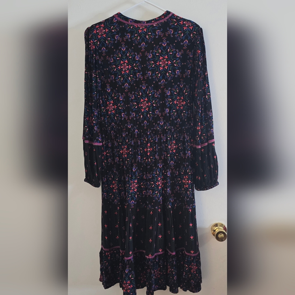 Monsoon Velvet Trim Dress Black - Picture 7 of 16